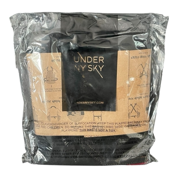 UNDER NY SKY Black Denim Bib Apron Strap Barber Barista Florist Chef Uniform - Picture 4 of 5